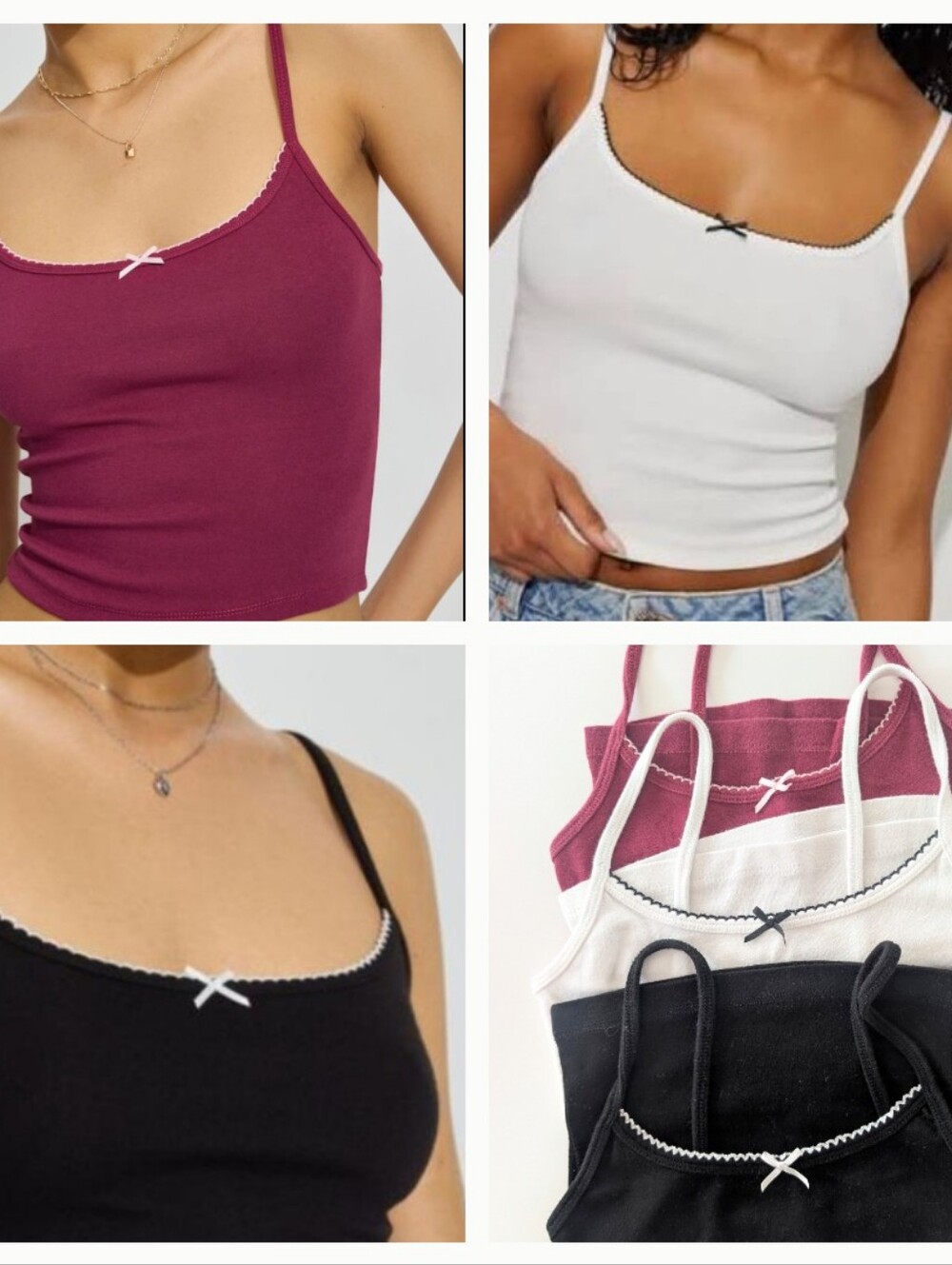 Garage Felicia Cami Tanks - Burgundy, White, Black Bundle